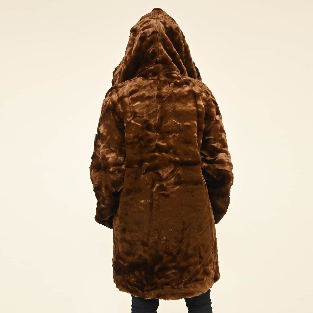 Tamsy Brown Fur Acrylic Coat - (L) image number 4