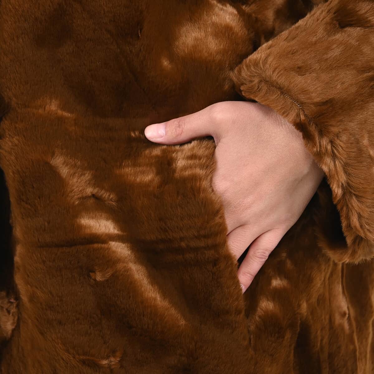 Tamsy Brown Fur Acrylic Coat - (L) image number 5