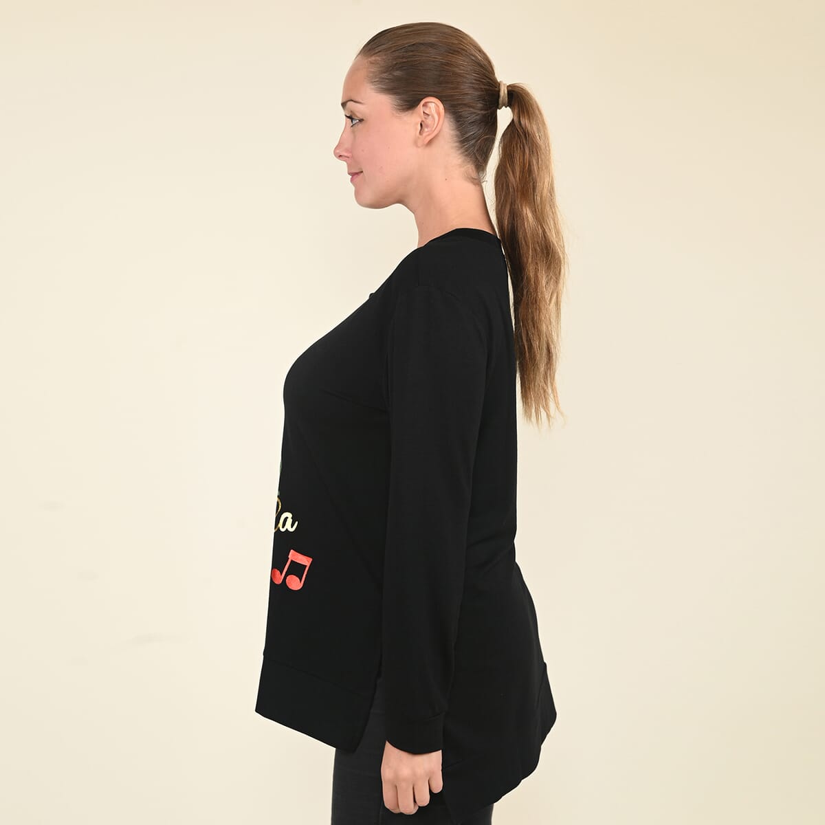 Tamsy Black Christmas Sweater - (M) , Ladies Long Sleeve Sweater , Christmas Sweatshirt , Cute Sweaters , Women Sweater image number 2