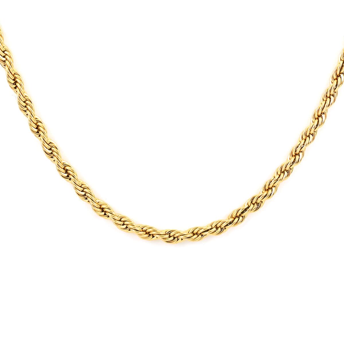 Rope Necklace 30 Inches in ION Plated Yellow Gold Stainless Steel 29 Grams image number 0