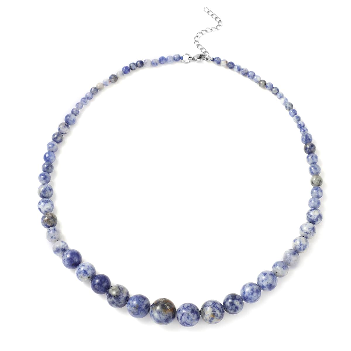 Blue Spot Jasper Beaded Necklace 18 Inches in Stainless Steel 193.50 ctw image number 0