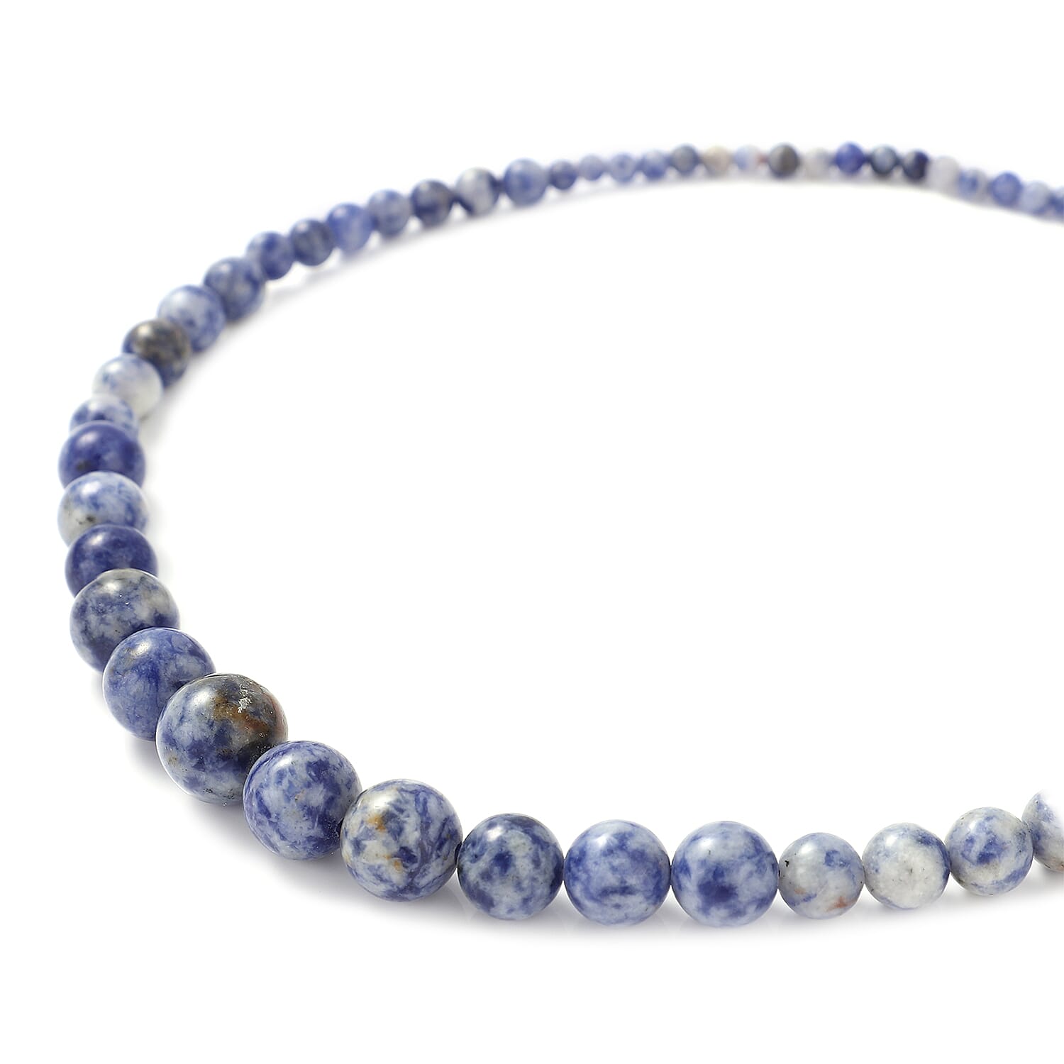 Blue Spot Jasper Beaded Necklace 18 Inches in Stainless Steel 193.50 ctw