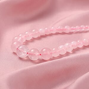 Galilea Rose Quartz Beaded Necklace 18 Inches in Stainless Steel 197.50 ctw