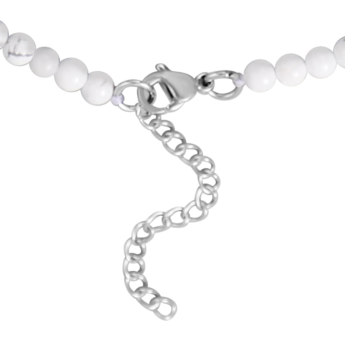 Freshened White Howlite Beaded Necklace 18 Inches in Stainless Steel 225.00 ctw image number 3