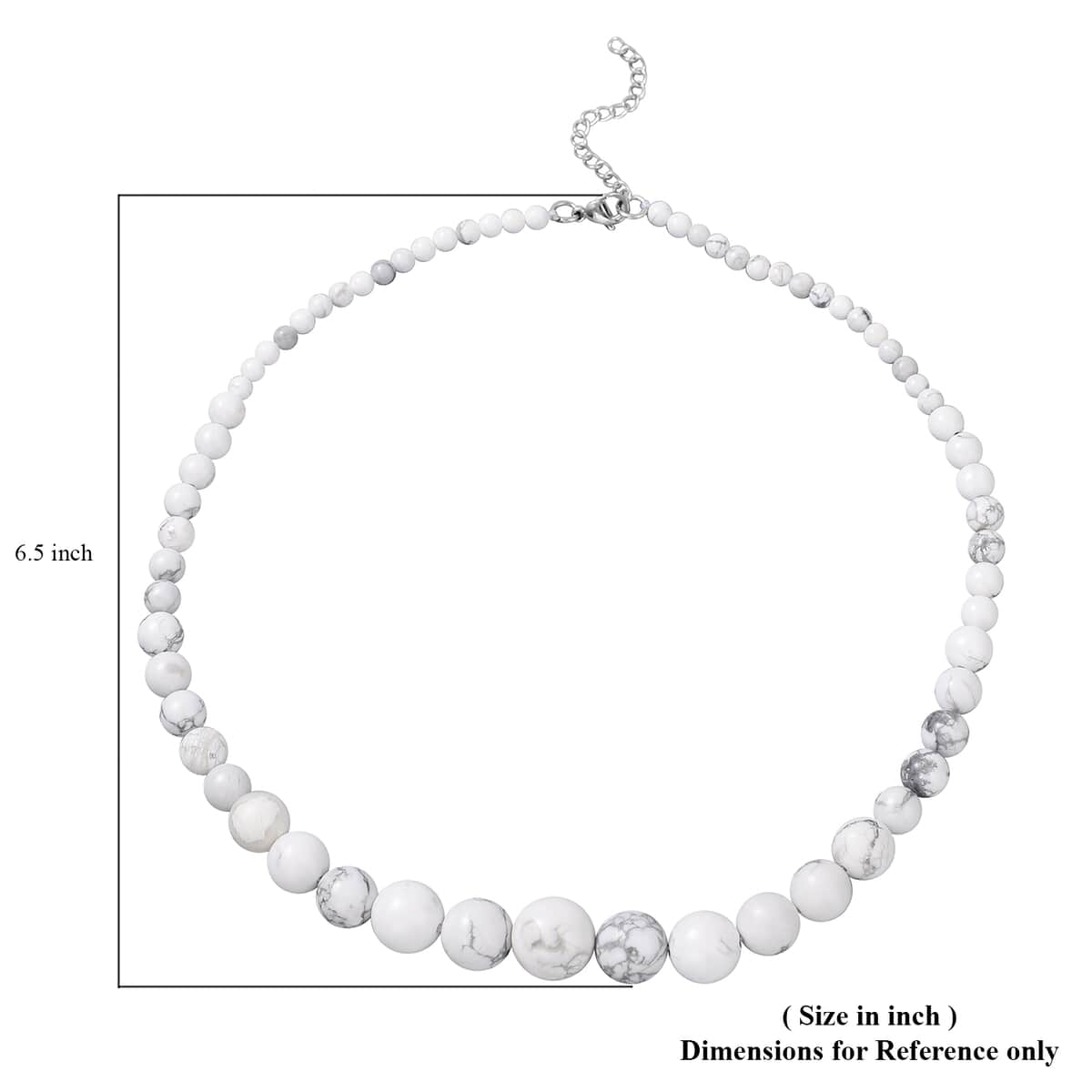 Freshened White Howlite Beaded Necklace 18 Inches in Stainless Steel 225.00 ctw image number 4