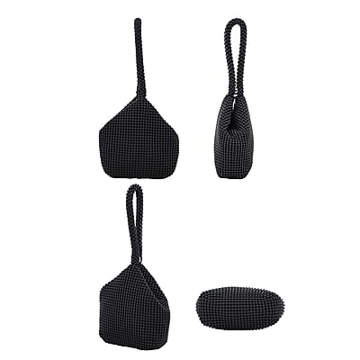 Black Sparkle and Glitter Triangle Purse with Zipper Closure