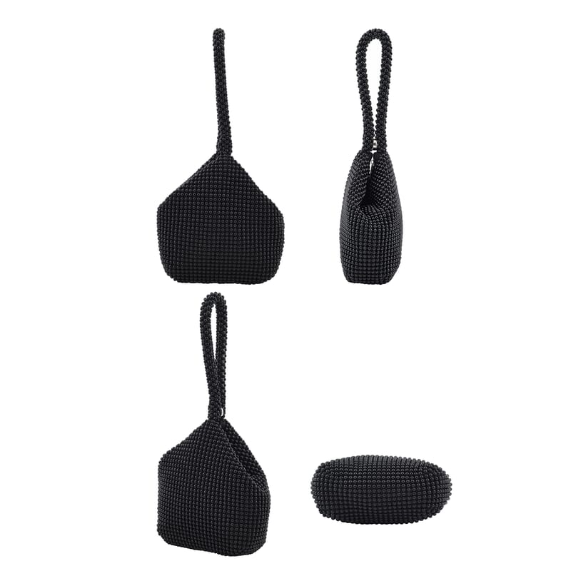 Black Sparkle and Glitter Triangle Purse with Zipper Closure
