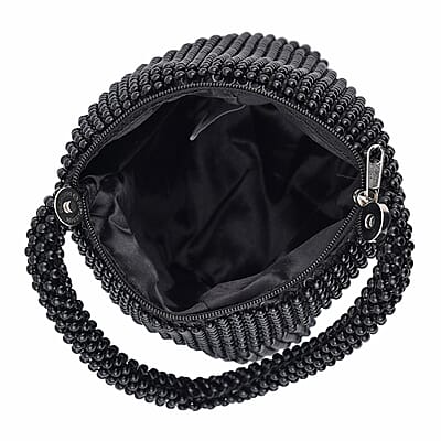 Black Sparkle and Glitter Triangle Purse with Zipper Closure