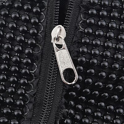Black Sparkle and Glitter Triangle Purse with Zipper Closure