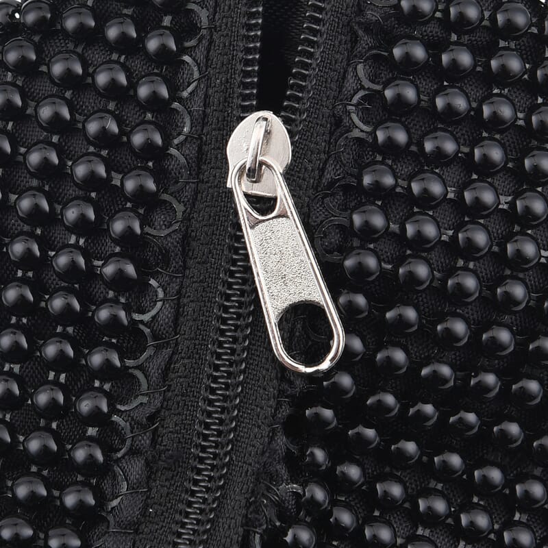 Black Sparkle and Glitter Triangle Purse with Zipper Closure
