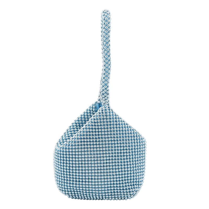 Blue Sparkle and Glitter Triangle Purse with Zipper Closure