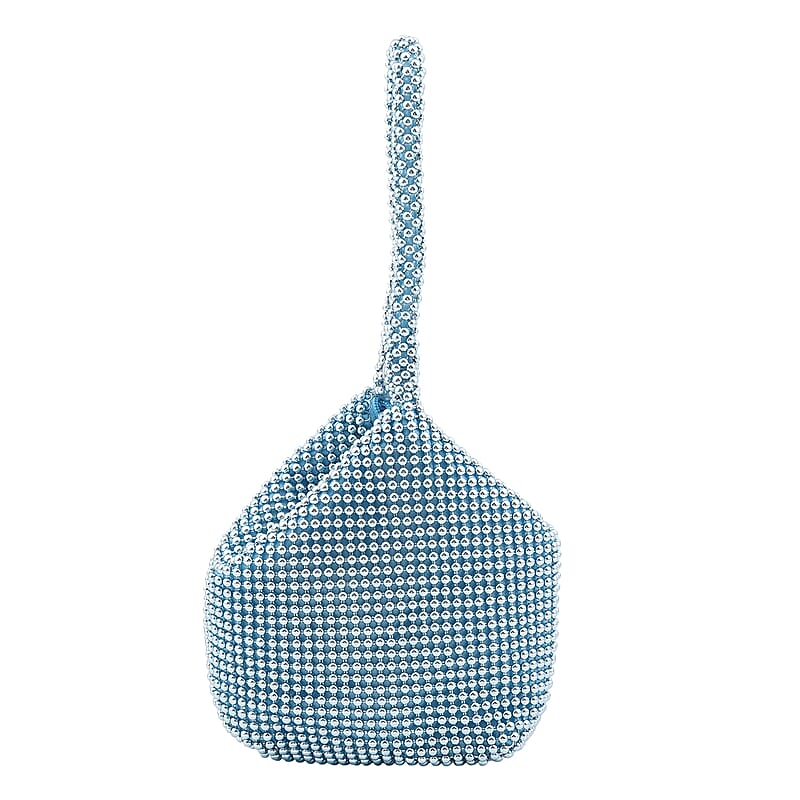 Blue Sparkle and Glitter Triangle Purse with Zipper Closure