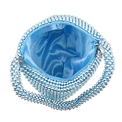 Blue Sparkle and Glitter Triangle Purse with Zipper Closure