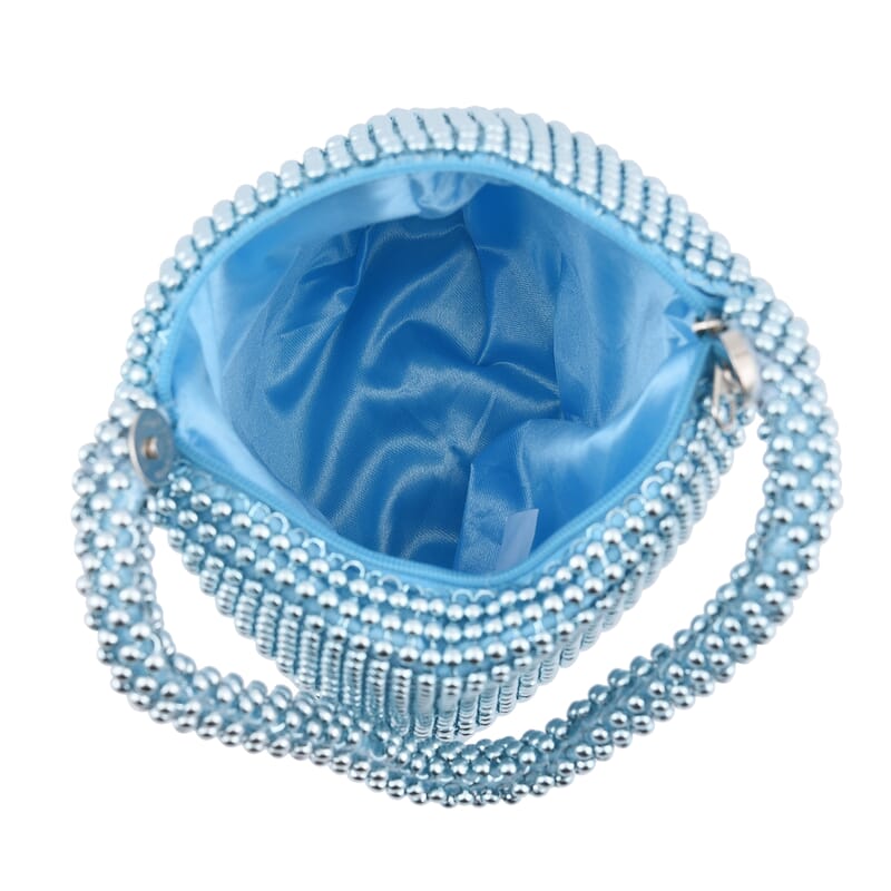 Blue Sparkle and Glitter Triangle Purse with Zipper Closure