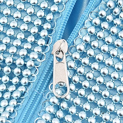 Blue Sparkle and Glitter Triangle Purse with Zipper Closure