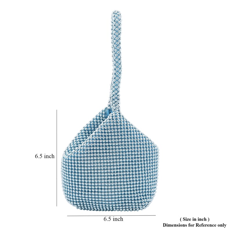 Blue Sparkle and Glitter Triangle Purse with Zipper Closure
