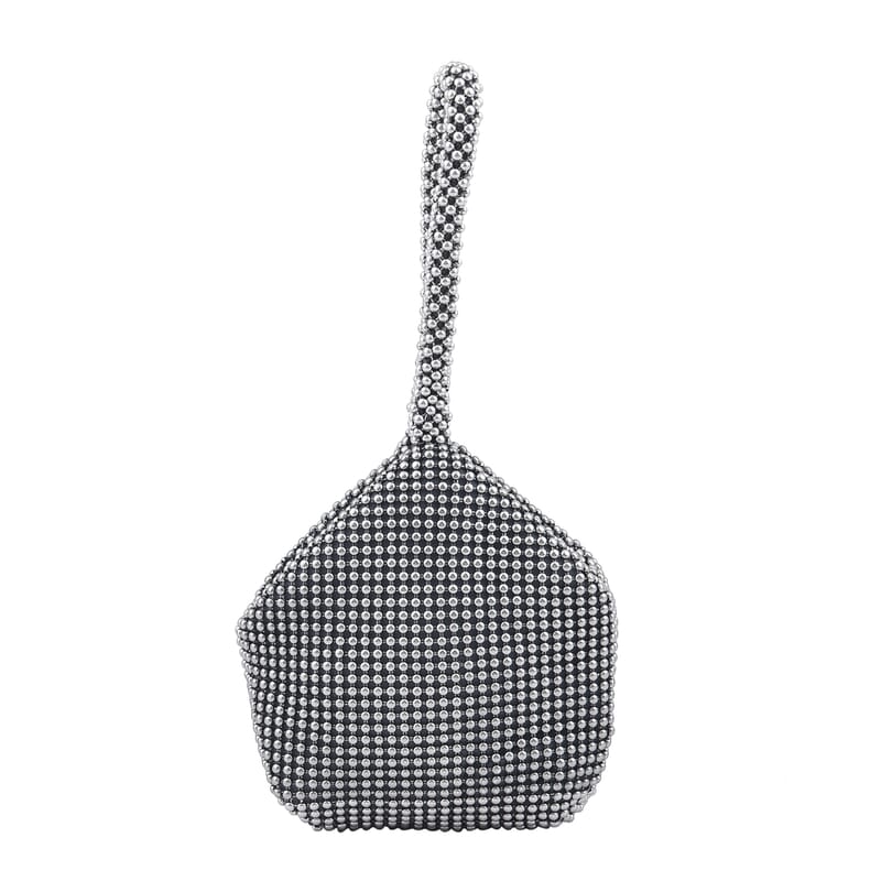Gray Sparkle and Glitter Triangle Purse with Zipper Closure