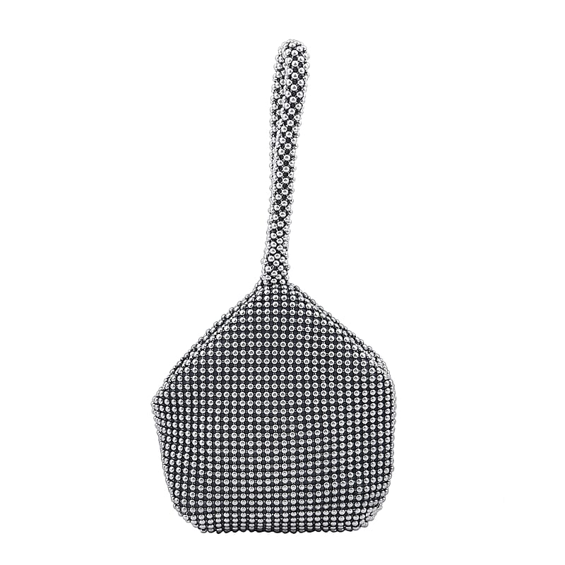 Gray Sparkle and Glitter Triangle Purse with Zipper Closure