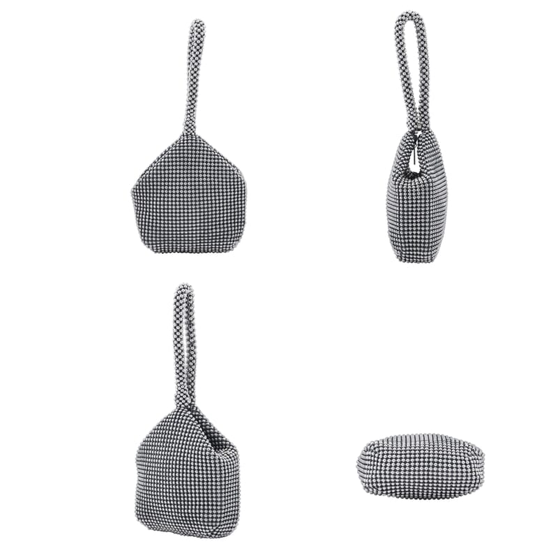 Gray Sparkle and Glitter Triangle Purse with Zipper Closure