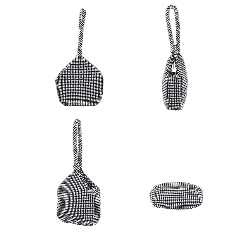 Gray Sparkle and Glitter Triangle Purse with Zipper Closure