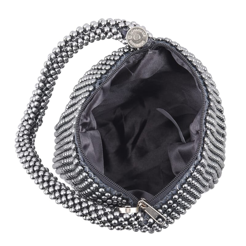 Gray Sparkle and Glitter Triangle Purse with Zipper Closure