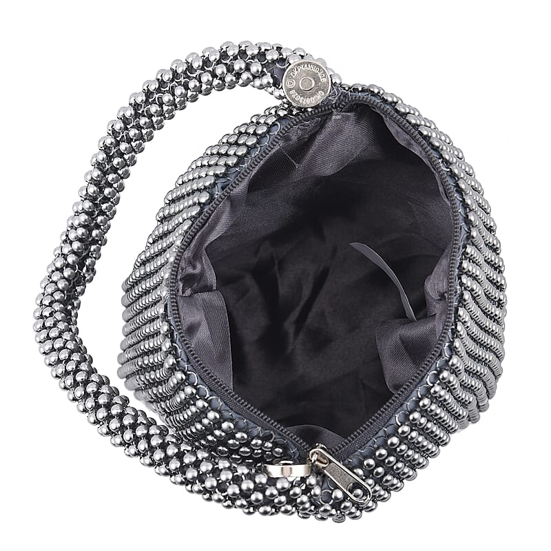 Gray Sparkle and Glitter Triangle Purse with Zipper Closure