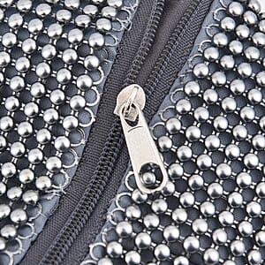 Gray Sparkle and Glitter Triangle Purse with Zipper Closure