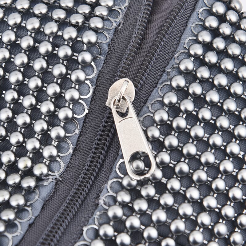 Gray Sparkle and Glitter Triangle Purse with Zipper Closure