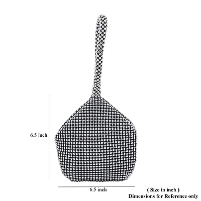 Gray Sparkle and Glitter Triangle Purse with Zipper Closure