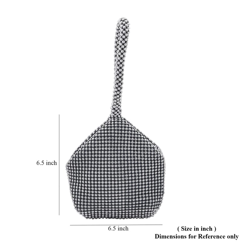 Gray Sparkle and Glitter Triangle Purse with Zipper Closure