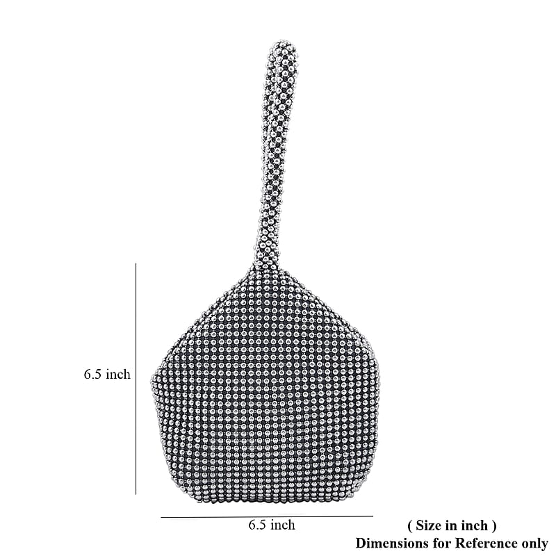 Gray Sparkle and Glitter Triangle Purse with Zipper Closure