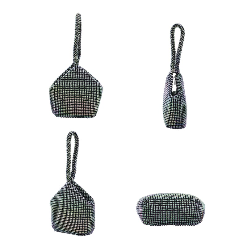Multi Color Sparkle and Glitter Triangle Purse with Zipper Closure