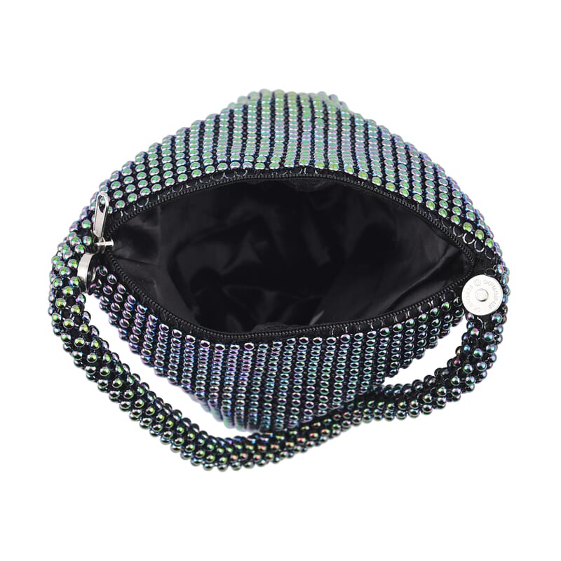 Multi Color Sparkle and Glitter Triangle Purse with Zipper Closure