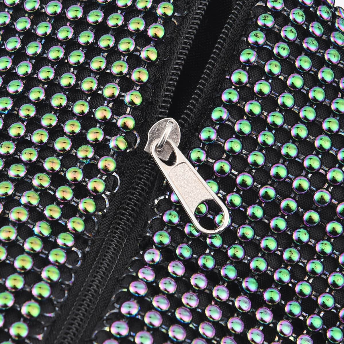 Multi Color Sparkle and Glitter Triangle Purse with Zipper Closure image number 3