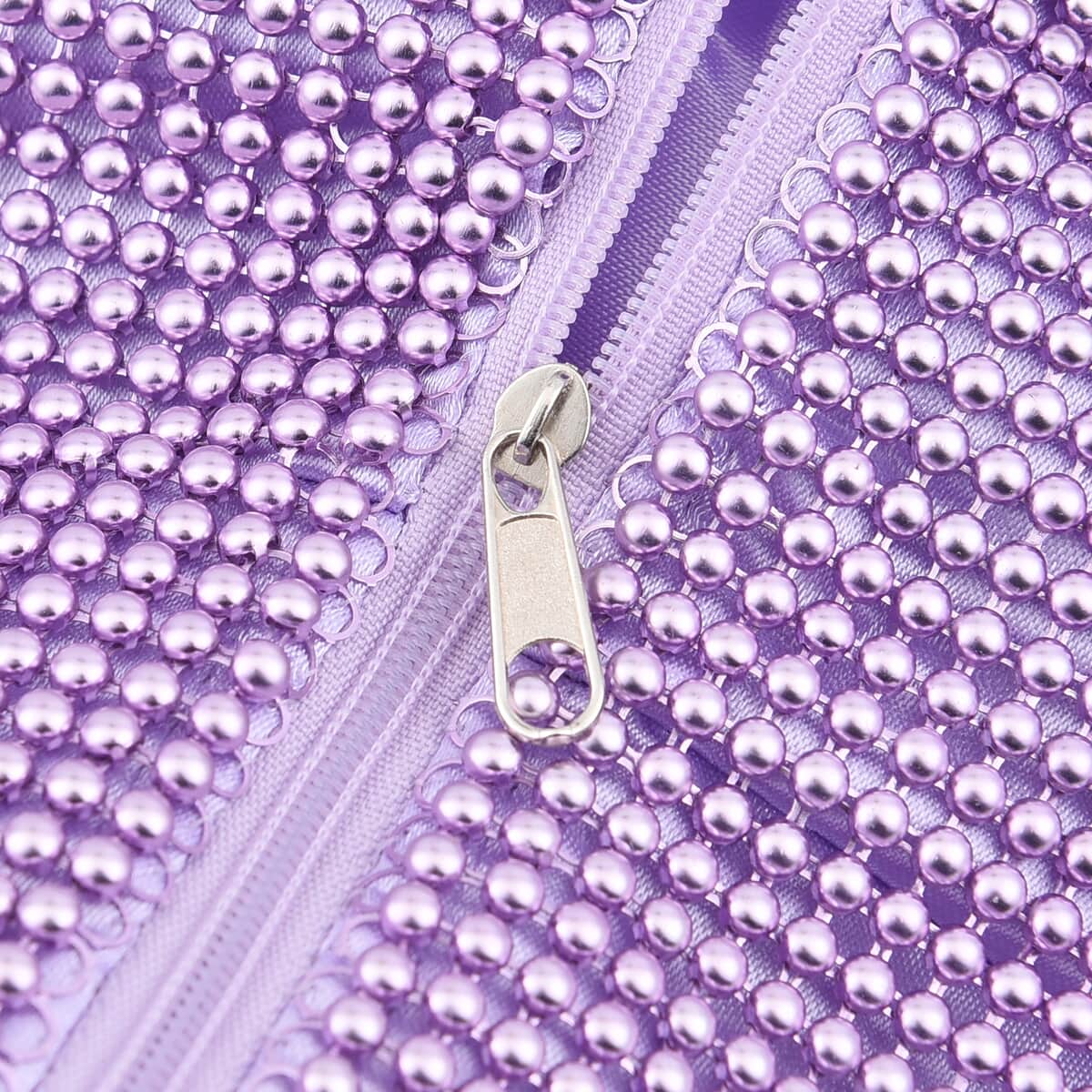 Purple Sparkle and Glitter Triangle Purse with Zipper Closure image number 3