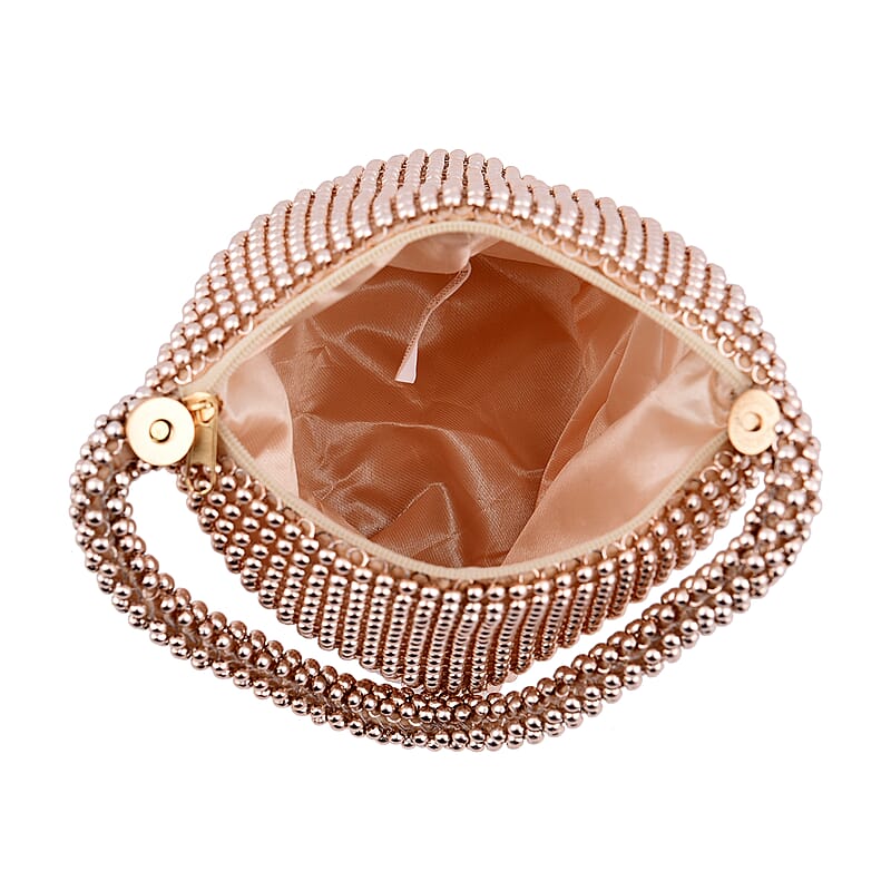 Rose Gold Sparkle and Glitter Triangle Purse with Zipper Closure