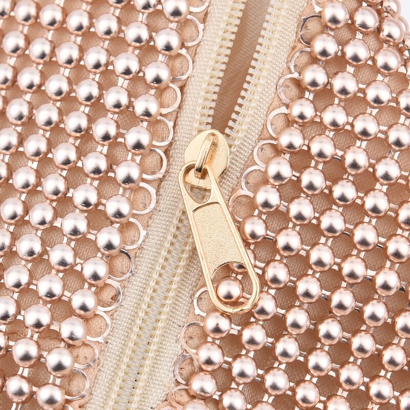 Rose Gold Sparkle and Glitter Triangle Purse with Zipper Closure