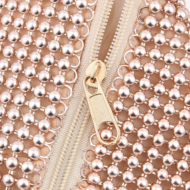 Rose Gold Sparkle and Glitter Triangle Purse with Zipper Closure