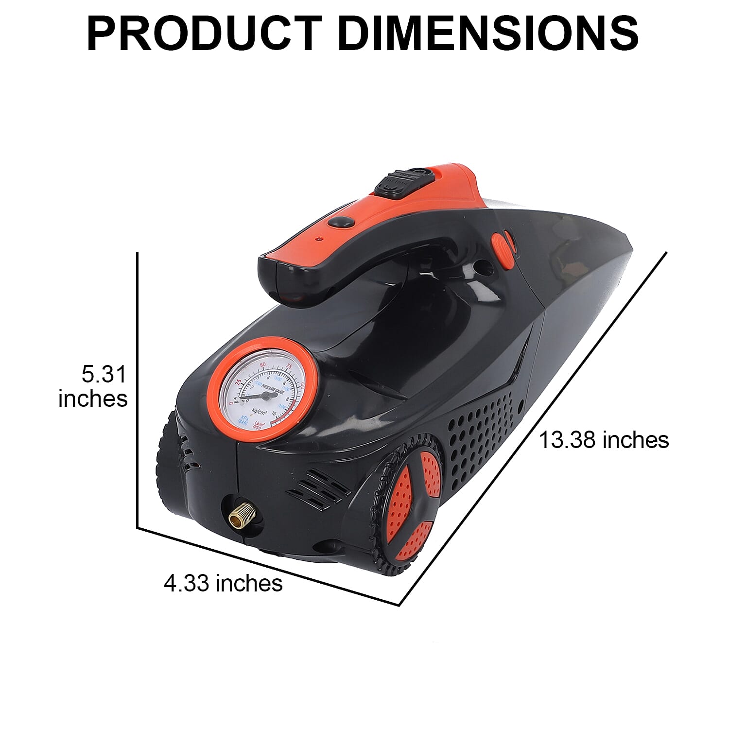 Homesmart Black 4-in-1 Portable, Multi-Function, Electric-Powered, Wet/Dry Function Car Vacuum Cleaner With Powerful Air Pump, Three nozzles And Long Cable Cord