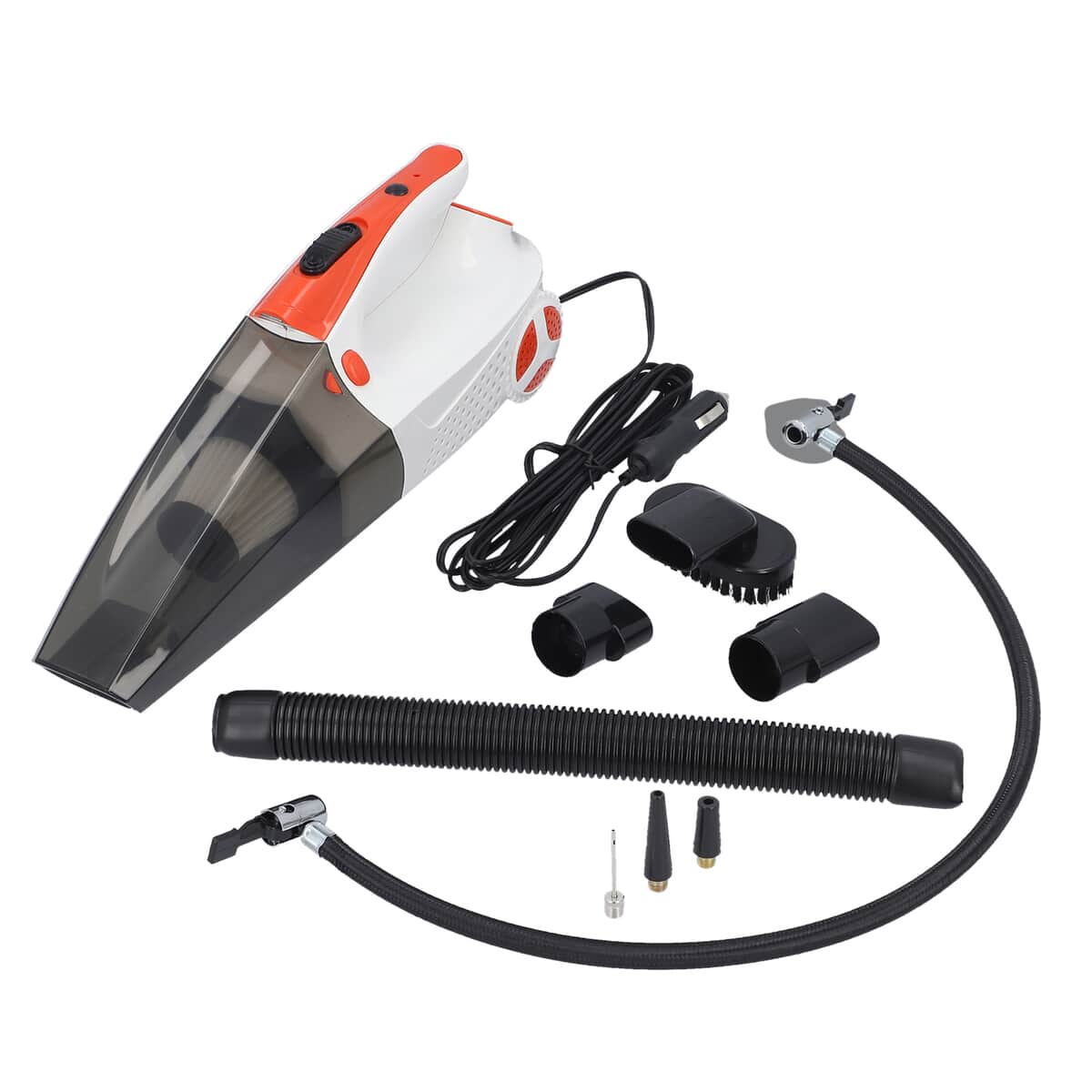 Homesmart White 4-in-1 Portable, Multi-Function, Electric-Powered, Wet/Dry Function Car Vacuum Cleaner With Powerful Air Pump, Three nozzles And Long Cable Cord image number 6