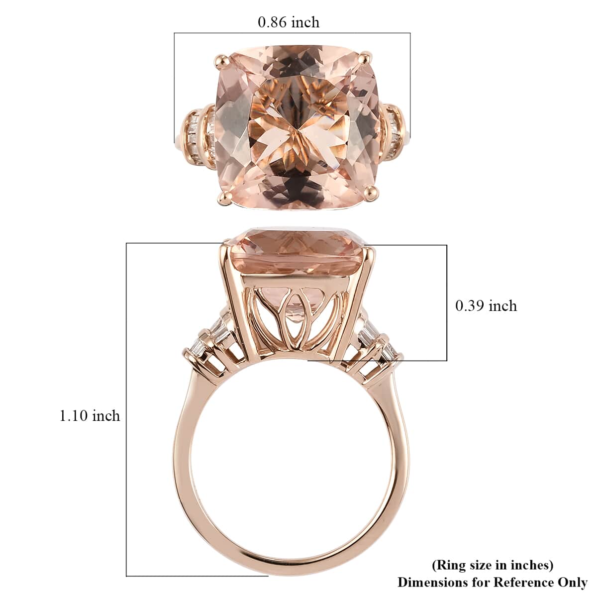 Luxoro 14K Rose Gold AAA Marropino Morganite and G-H I3 Diamond Ring (Size 6.0) 4.10 Grams 8.65 ctw image number 5