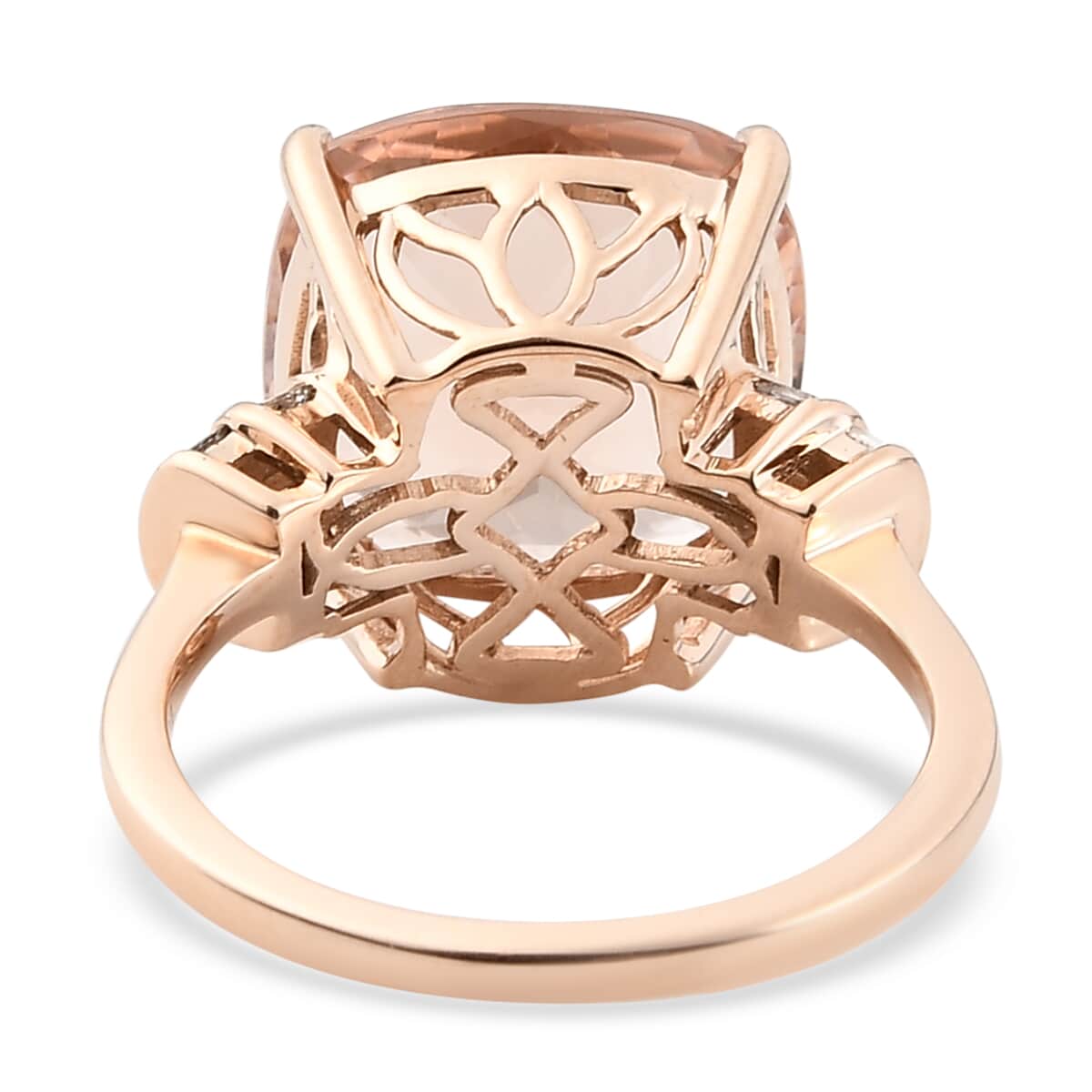 Luxoro 14K Rose Gold AAA Marropino Morganite and G-H I3 Diamond Ring (Size 7.0) 4.10 Grams 8.65 ctw image number 4