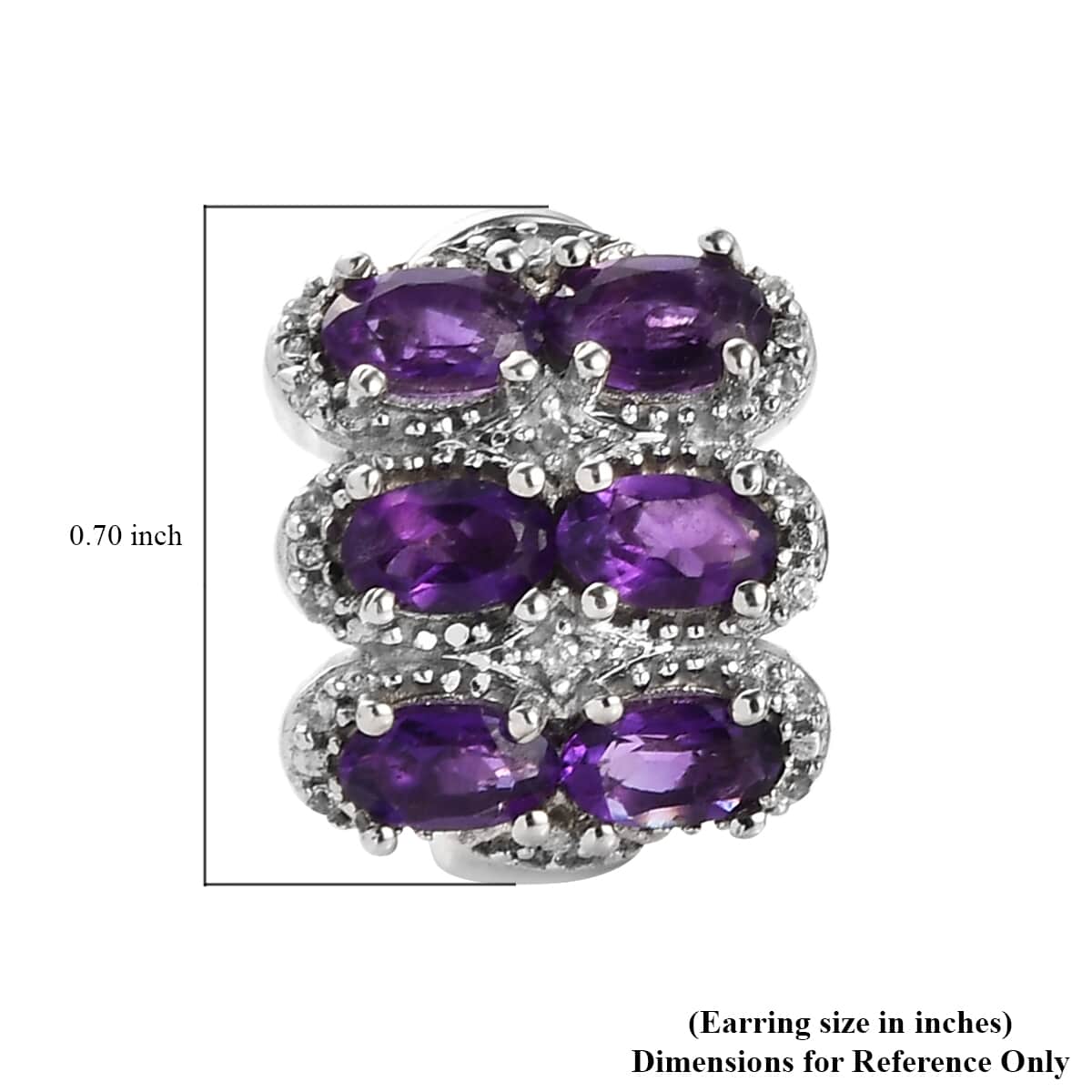 Amethyst and White Zircon Earrings in Platinum Over Sterling Silver 4.20 ctw image number 4