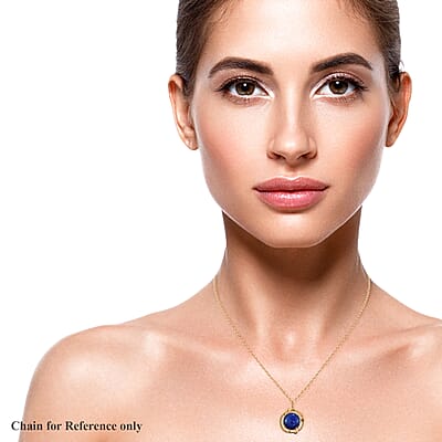 Karis Lapis Lazuli Celestial Moon Stars Pendant in 18K YG Plated 11.00 ctw