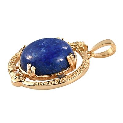 Karis Lapis Lazuli Celestial Moon Stars Pendant in 18K YG Plated 11.00 ctw