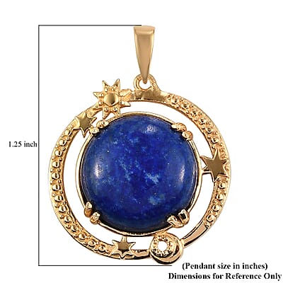Karis Lapis Lazuli Celestial Moon Stars Pendant in 18K YG Plated 11.00 ctw