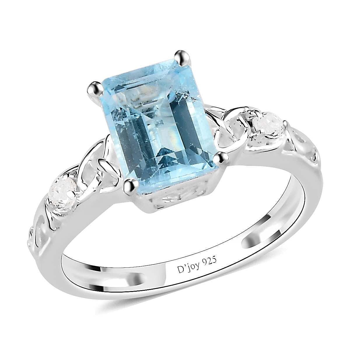 Sky Blue Topaz and White Topaz Ring in Sterling Silver (Size 10.0) 2.00 ctw image number 0