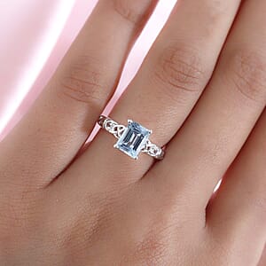 D'Joy Sky Blue Topaz, White Topaz Ring in Sterling Silver 1.90 ctw (Size 10.0)