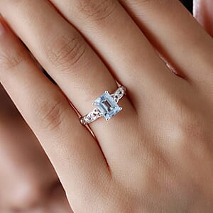 D'Joy Sky Blue Topaz, White Topaz Ring in Sterling Silver 1.90 ctw (Size 10.0)