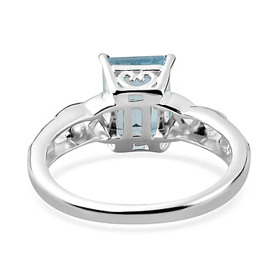D'Joy Sky Blue Topaz, White Topaz Ring in Sterling Silver 1.90 ctw (Size 10.0)